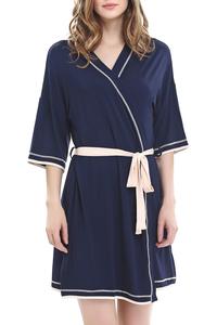 NORA TWIPS Women's Bathrobe Soft Kimono Cotton Knit Robe Piping Sleepwear XS-XL