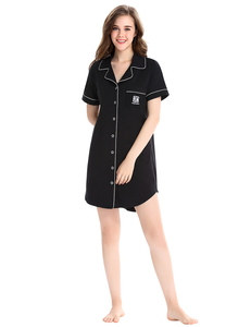 NORA TWIPS Womens Nightshirt Short Sleeves Pajama Boyfriend Shirt Dress Nightie Sleepwear PJ