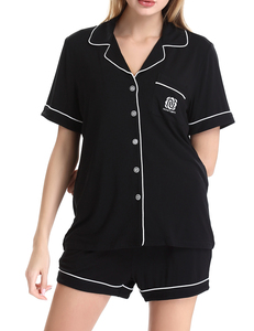 NORA TWIPS Womens Knit Soft Sleepwear Short Sleeves Pajama Set Short Pants (XS-XL)