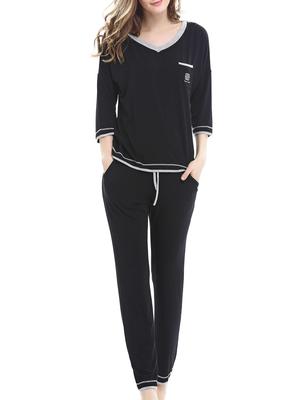 Nora TwipsWomen's Sleepwear Short Sleeves Pajama Set with Pants Loungewear (XS-XL)