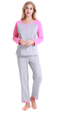 Women's Pajamas Long Sleeves Cotton Sleepwear Soft Pj Set XS-XL